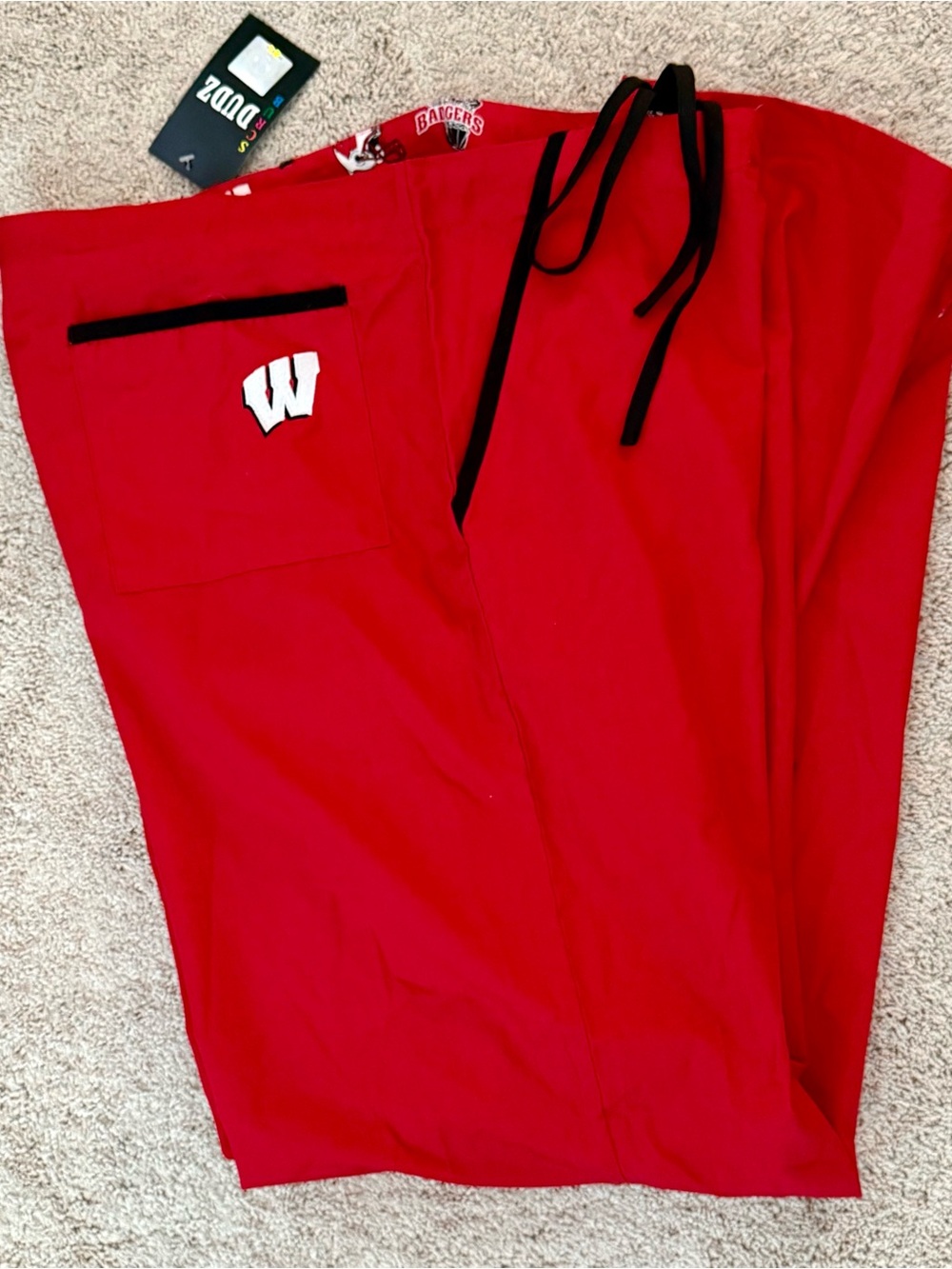 NWT Scrub Dudz Wisconsin Badgers Scrub Pants Bottoms Nurse Doctor Uniform L
